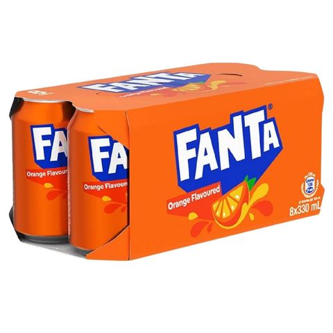 Fanta Orange Flavor Soda 330ml x 8 (The new and old packaging will be shipped out randomly)