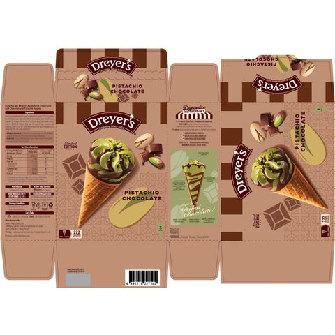 Dreyer's Pistachio Chocolate Ice Cream Cone 3 x 115ml