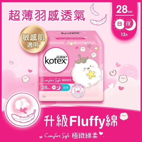 Kotex Comfort Soft Ultra-thin Day / Overnight 28cm 13 Pieces