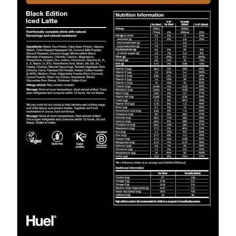 Huel Nutritionally Complete Ready to Drink High-protein Meal (Black Edition) - Iced Latte 500ml