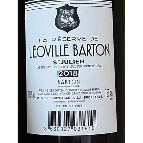 La Reserve De Leoville Barton, St. Julien 2018 750ml