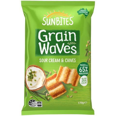 Sunbites Grain Waves Sour Cream & Chives Flavoured Wholegrain Chips 170g [Parallel Import]