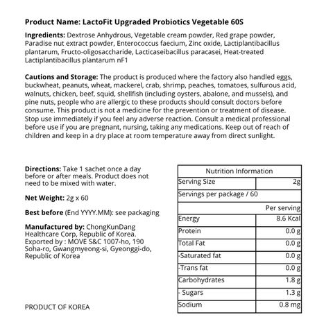 Lacto Fit Green Upgrade Vegetable Probiotics 60 Pieces