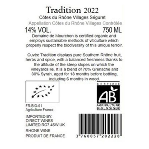 Domaine De Mourchon Seguret Tradition Cotes Du Rhone Villages Organic 750毫升