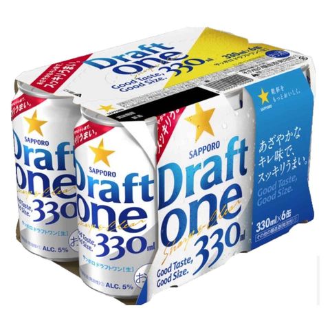 Sapporo Draft One Canned Beer 330ml x6 [Parallel Import]