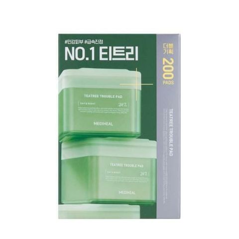 Mediheal Teatree Trouble Pad (100 Pieces + Refill 100 Pieces with Portable Case & Sticker) 1 Set [Parallel Import]