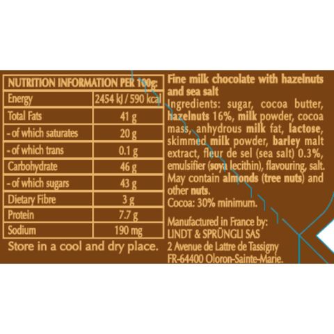 Lindt Extra Creamy Milk Hazelnut 80g