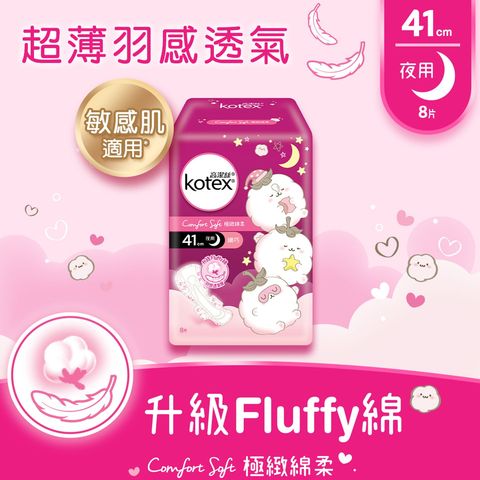 Kotex Comfort Soft Slim Overnight 41cm 8 Pieces