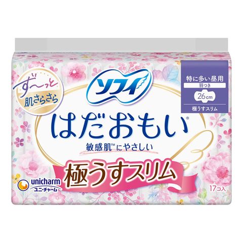 Unicharm Sofy 溫柔護膚極薄量多日用護翼衛生巾 26cm 17片装 [平行進口]