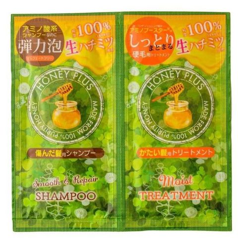 Honey Plus 蜂蜜 x 胺基酸洗髮乳 (無矽靈) + 保濕深層護理潤髮乳旅行裝 2 x 10毫升