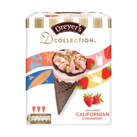 DREYER'S D-COLLECTION Strawberry & Hokkaido Milk Twist Cone Multipack 3 X 125ml