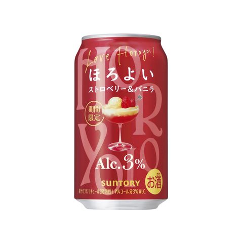 Suntory Horoyoi Chu-Hai (Strawberry & Vanilla) Alc. 3% 350ml [Parallel Import] (The new and old packaging will be shipped out randomly)