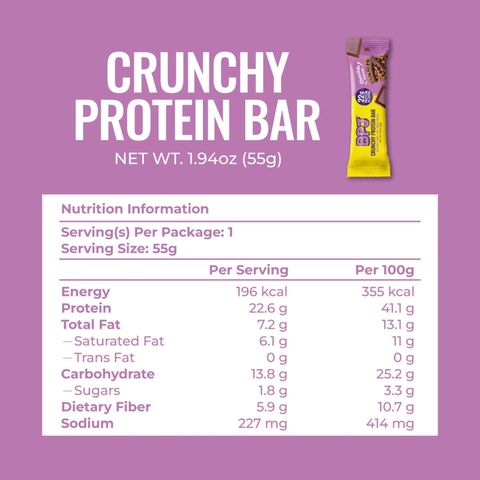 Bpj Crunchy Protein Bar Chocolate 55g