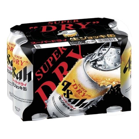 Asahi Super Dry Draft Canned Beer 340ml x6