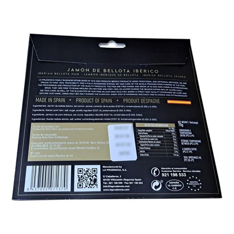 La Prudencia Iberian Ham Hand Sliced in Vacuum Pack (Cured for 52 Months) 70g