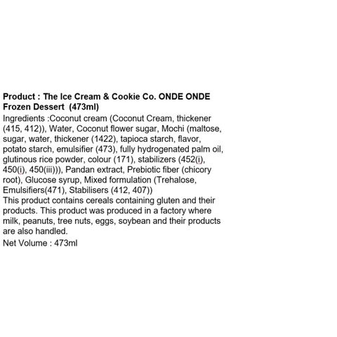 The Ice Cream & Cookie Co Onde Onde Frozen Dessert 473ml