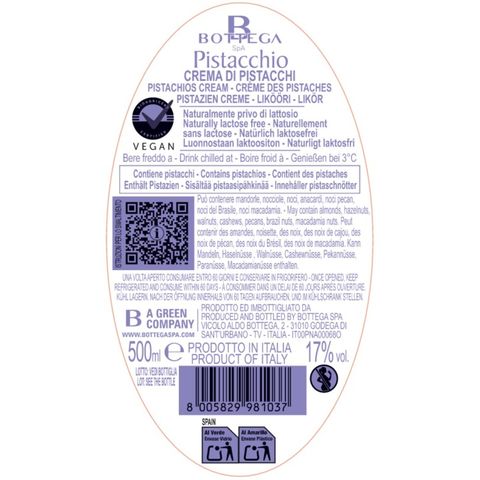 Bottega Pistachio Liqueur 500ml