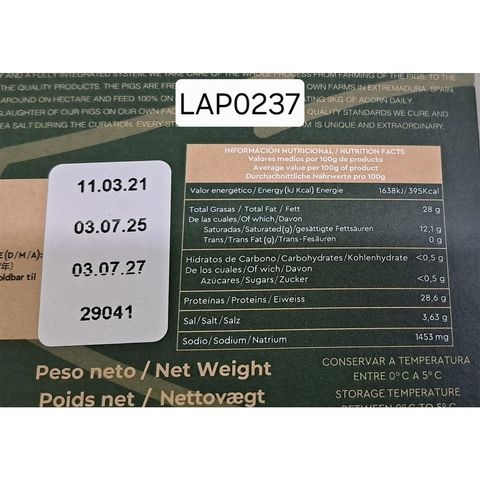 La Prudencia Iberian Ham Jamon Iberico in Vacuum Pack (Cured for 36 Months) 75g