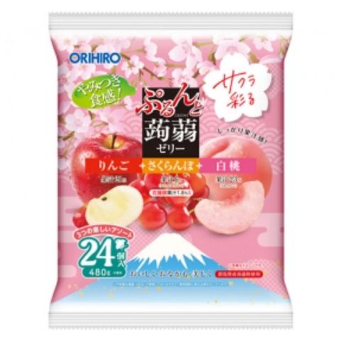 Orihiro Sakura Purun Konjac Jelly Pouch (Apple + Cherry + White Peach) 480g [Parallel Import]