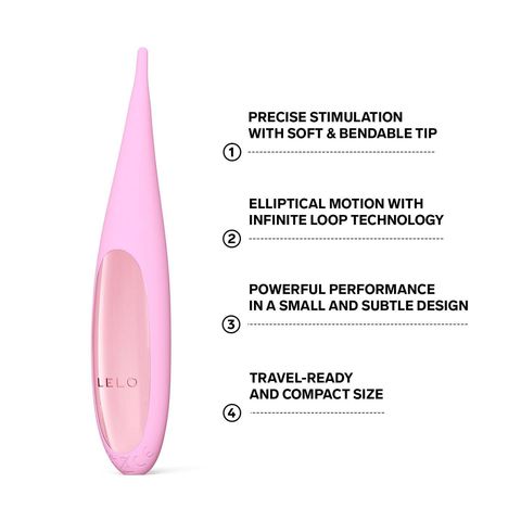 Lelo DOT Travel Soft and Flexible Pointed Tip Vibrator Pink 1 Piece (Ideal for beginners, adjust angles and intensity. Fully waterproof)