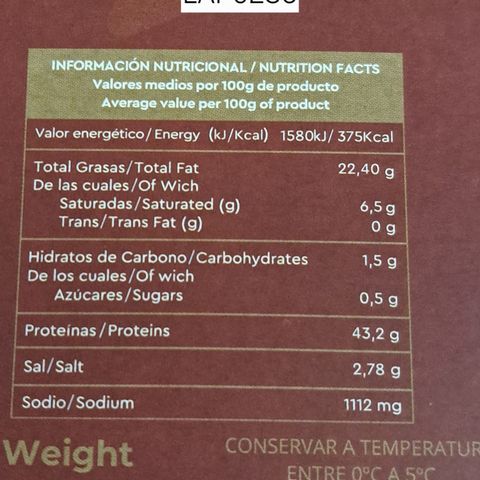 La Prudencia Iberica Bellota in Vacuum Pack (Cured for 30 Months) 50g