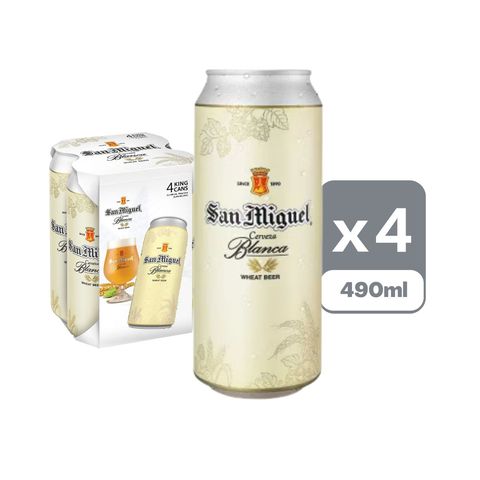 San Miguel Cerveza Blanca King Can Beer 490ml x4