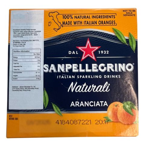 San Pellegrino Sparkling Orange Beverage 4 x 330ml