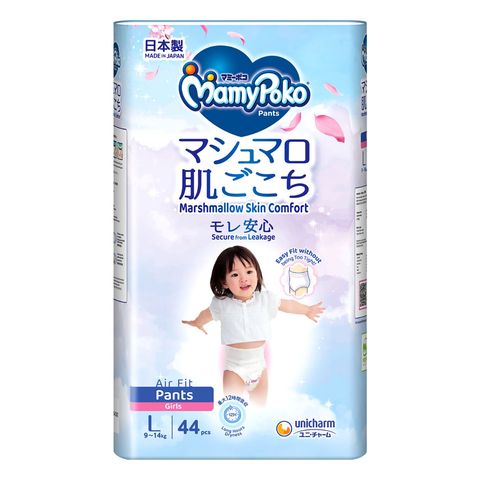 Mamypoko Pants Marshmallow Skin Comfort Air Fit Pants Girl 9-14kg (L) 44 Pieces