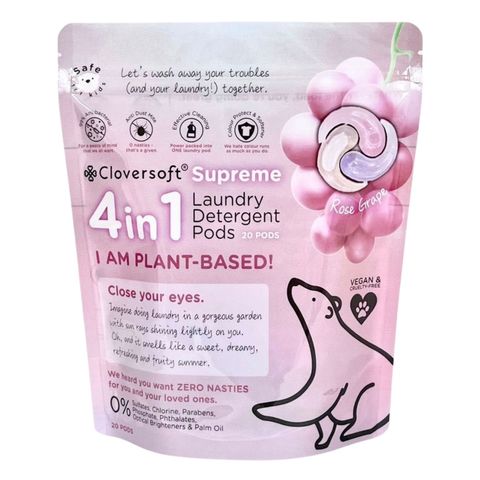 Cloversoft 4-in-1 Supreme Laundry Capsule Rose Grape Pods 20 Pieces