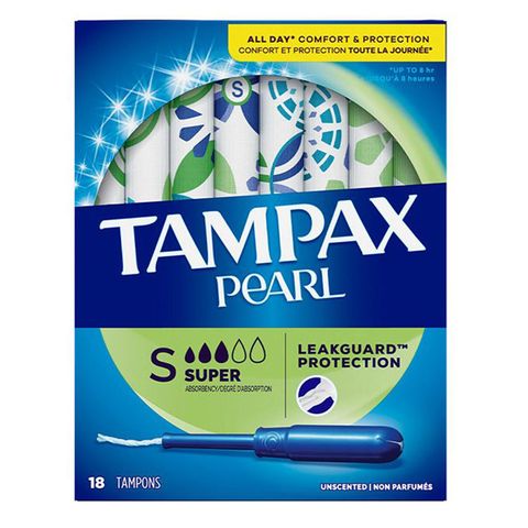 Tampax Pearl Plastic Super Tampons 18 Pieces