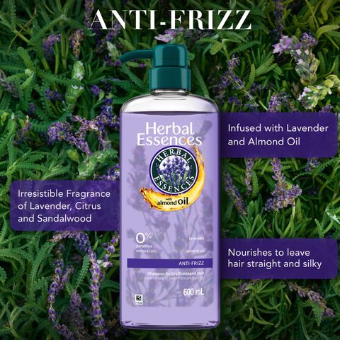 Herbal Essences Shampoo Anti-frizz Lavender & Almond Oil Hair Care 600ml