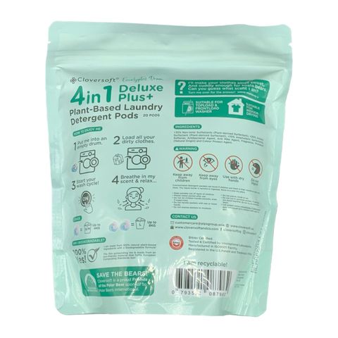 Cloversoft 4-in-1 Deluxe Plus+ Laundry Capsule Eucalyptus Dreams Pods 20 Pieces