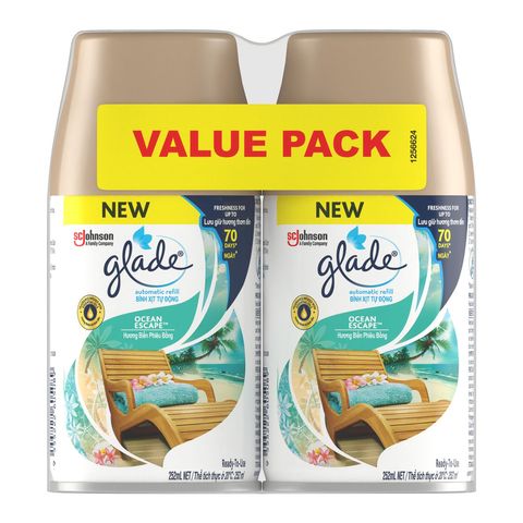 Glade Room Air Freshener Automatic Ocean Escape Spray Refill Twin Pack 2 x 252ml