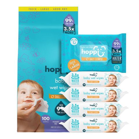 Hoppi Premium 99% Baby Water Wipes 5 x 20 Pieces