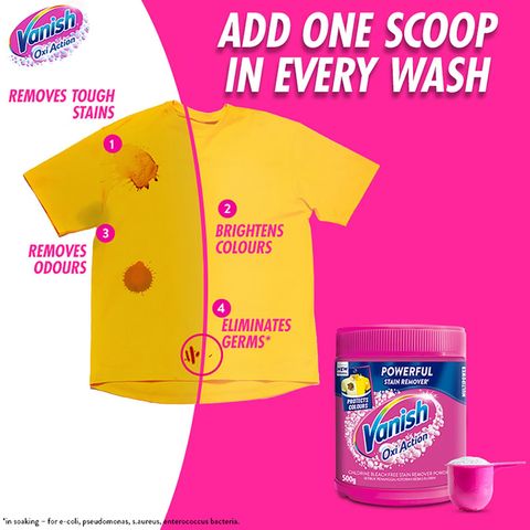 Vanish Stain Remover Pink Oxi Action Detergent Powder 500g