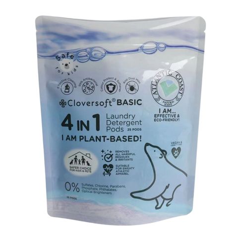 Cloversoft 4-in-1 Anti Dust Mite Basic Laundry Capsule Atlantic Coast Pods 25 Pieces