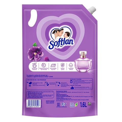 Softlan Anti Wrinkles Lavender Fresh (Purple) Fabric Softener Refill 1.6L