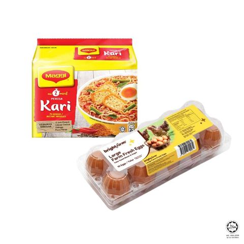 MAGGI 2-MINUTE Curry 5 x 79g + brightfarms Large Eggs 10pcs