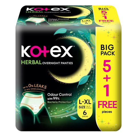 Kotex Herbal Overnight Panties (L-XL) 6 Pieces