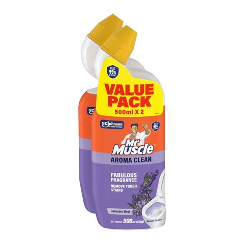 Mr Muscle Toilet Bowl Disinfectant Cleaner Sparkly Lavender Mist Twin Pack 2 x 500ml