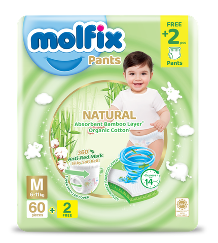 Molfix Natural Pants M Jumbo Pack Pack 60pcs + 2pcs