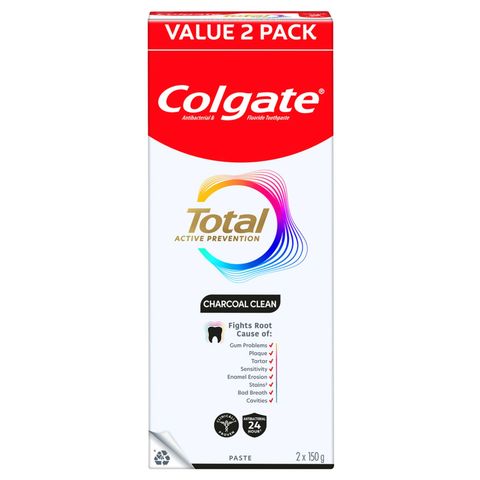 Colgate Total Charcoal Clean Twin Toothpaste 2 x 150g