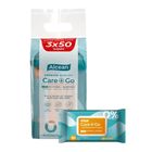 Alcean Antibacterial Wipes with Aloe Vera Extract (No Alcohol) 3 x 50 Pieces