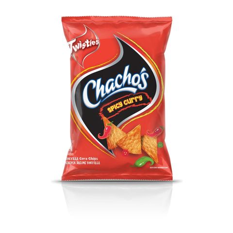 Twisties Chachos Spicy Curry Corn Chips Mid Pack 70g