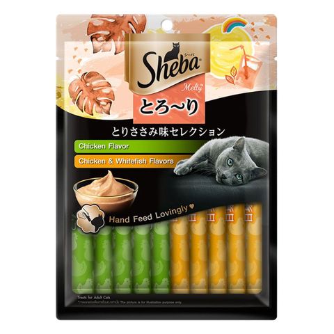 Sheba Melty Cat Treats Adult Cat Chicken & Chicken & Whitefish Flavors 20 x 12g