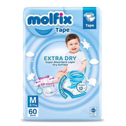 Molfix Extra Dry Tape M Super Jumbo Pack 60pcs