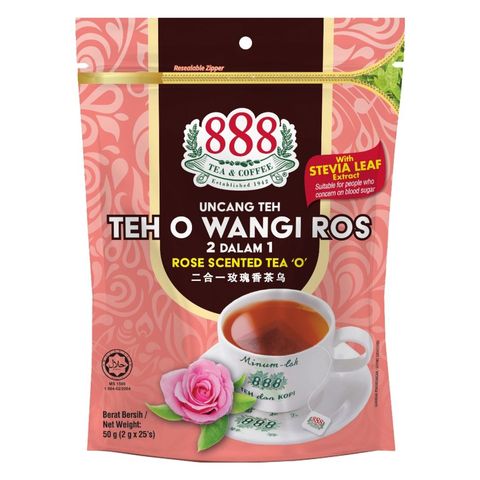 888 2 in 1 Teh O Wangi Ros Stevia 25 x 2g