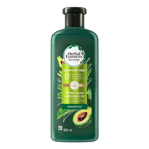 Herbal Essences Sulphate Free Ultra Nourishing Potent Aloe and Avocado Oil 90% Natural Origin Shampoo 400ml