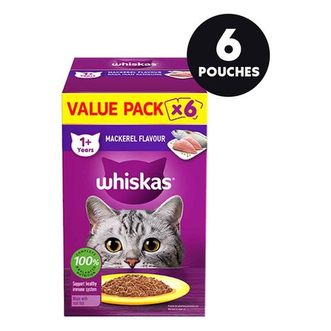 Whiskas Pouch Adult Mackerel Value Pack 6 x 80g