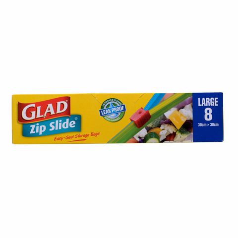 Glad Zip Slide Bags Large 8 Pieces